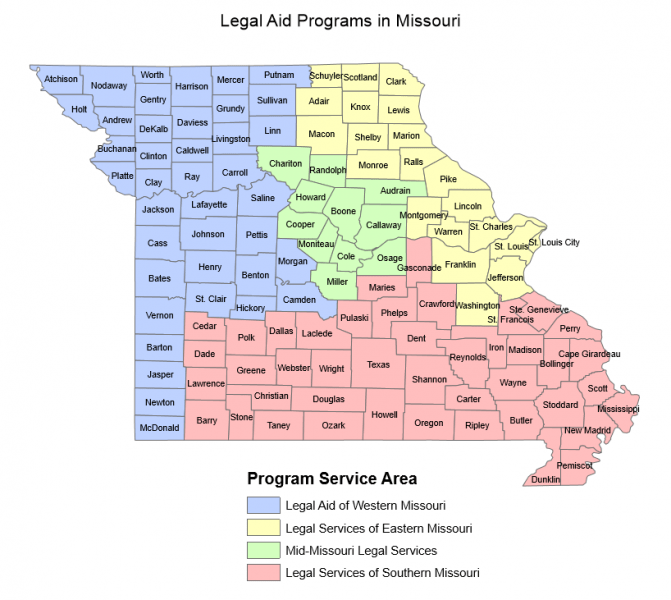 Program Service Area Map Missouri Legal Services